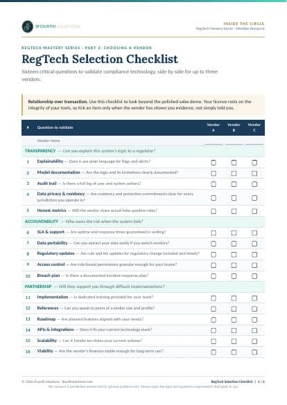 Preview of RegTech Selection Checklist